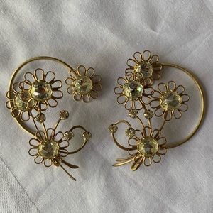 Gold Over the Ear Floral Earrings